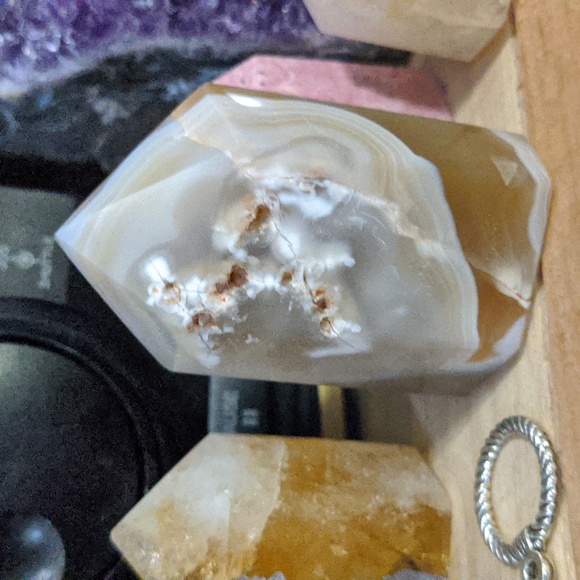 "Fuzzies" Druzy orca agate mini tower glows orange in the sun - Picture 4 of 6
